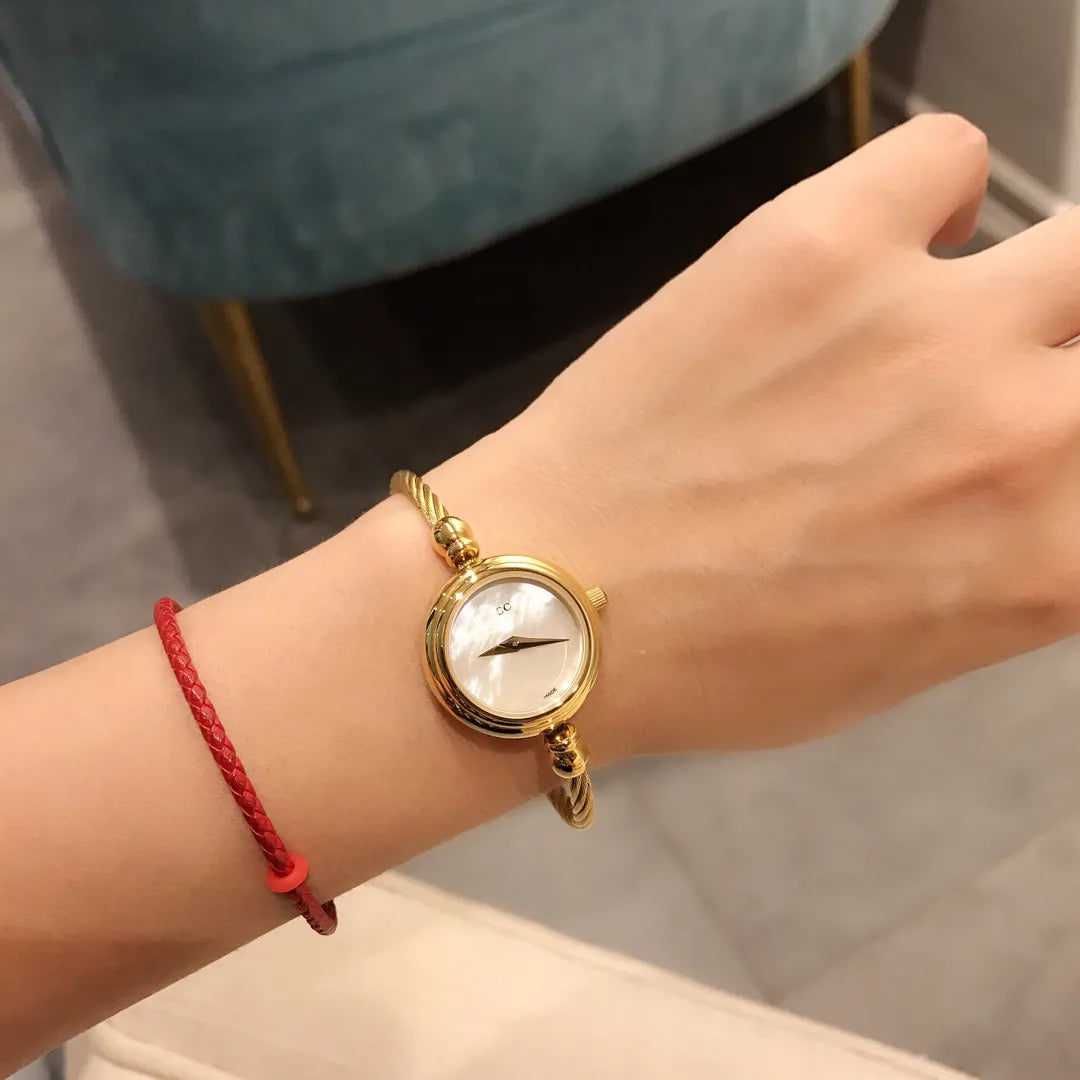 Luxury Gold Letter Design Watch – Adjustable Open Bracelet for Women