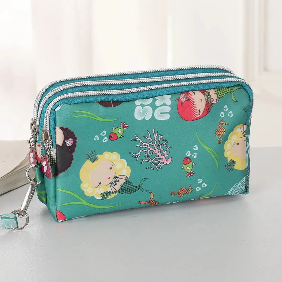 Women's Travel Pouch – Waterproof Three-Layer Zipper Bag for Phone & More