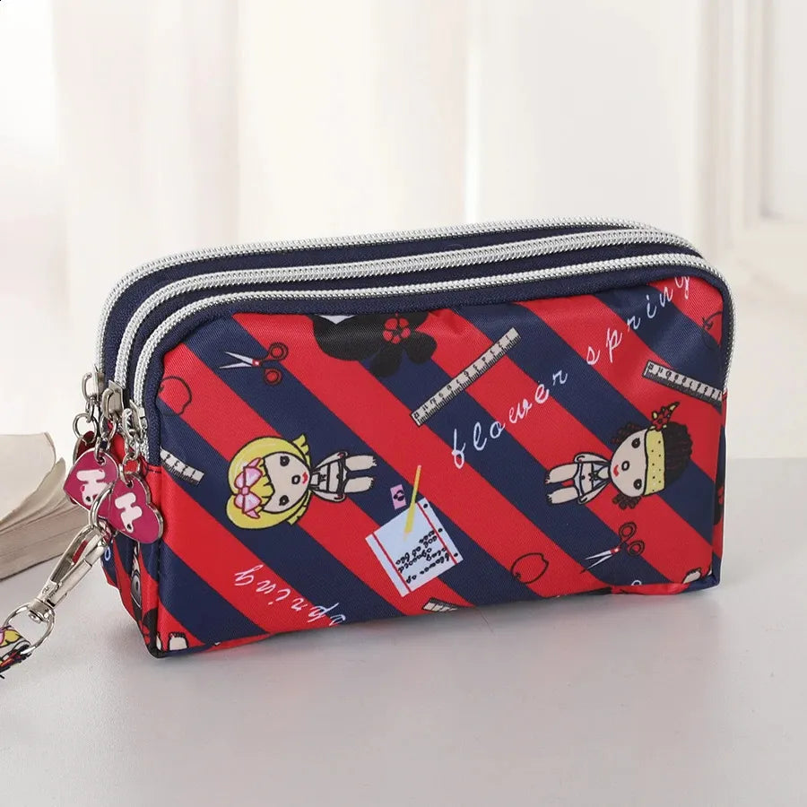Women's Travel Pouch – Waterproof Three-Layer Zipper Bag for Phone & More