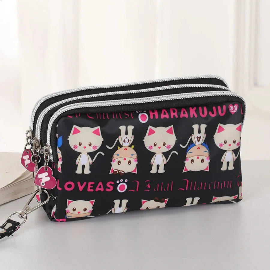 Women's Travel Pouch – Waterproof Three-Layer Zipper Bag for Phone & More