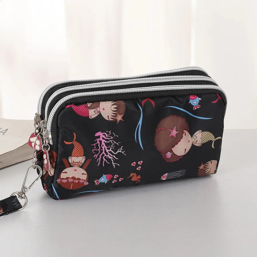 Women's Travel Pouch – Waterproof Three-Layer Zipper Bag for Phone & More