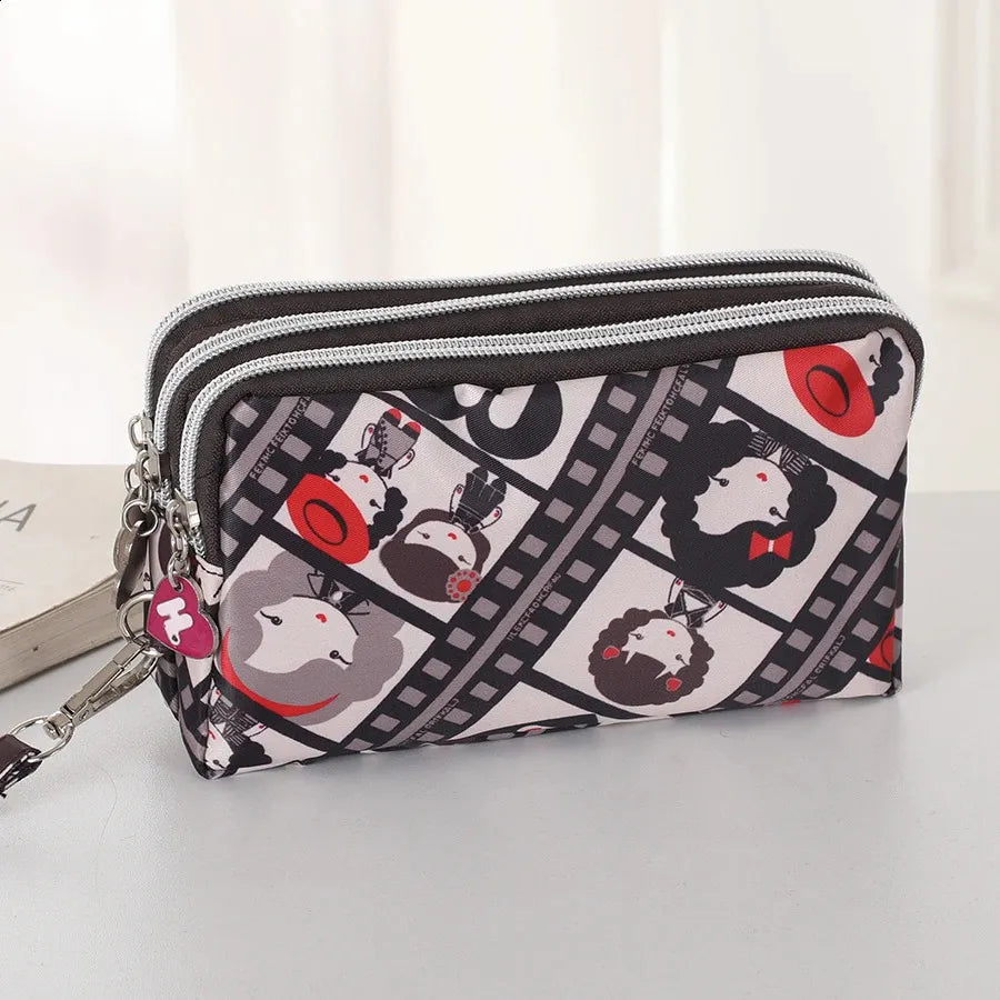 Women's Travel Pouch – Waterproof Three-Layer Zipper Bag for Phone & More