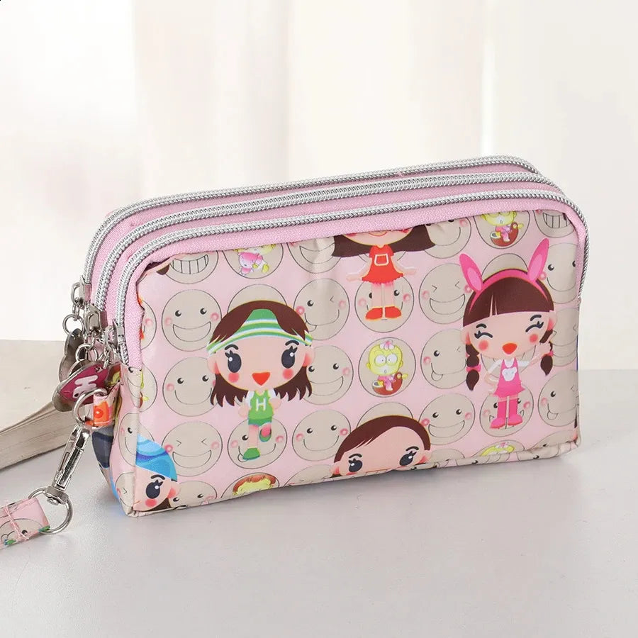 Women's Travel Pouch – Waterproof Three-Layer Zipper Bag for Phone & More