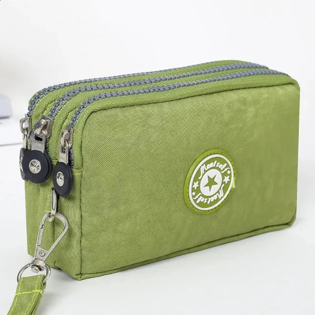 3-Layer Zipper Mobile Phone Bag – Stylish & Waterproof Makeup & Wallet Organizer