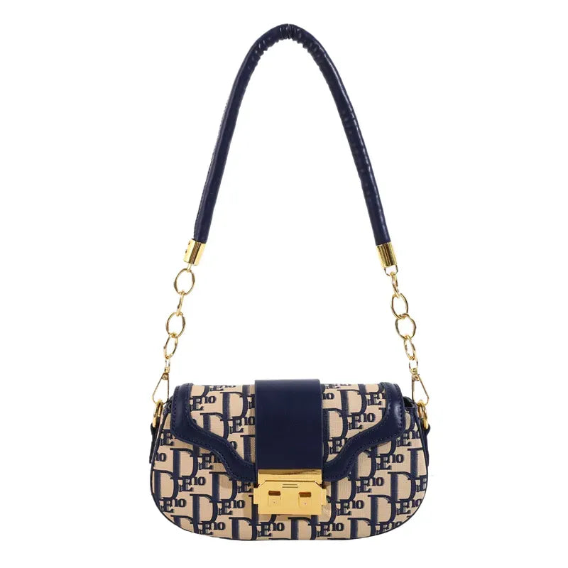 Chic Monogram Shoulder Bag – Designer-Inspired Mini Handbag with Gold Chain Strap & Lock