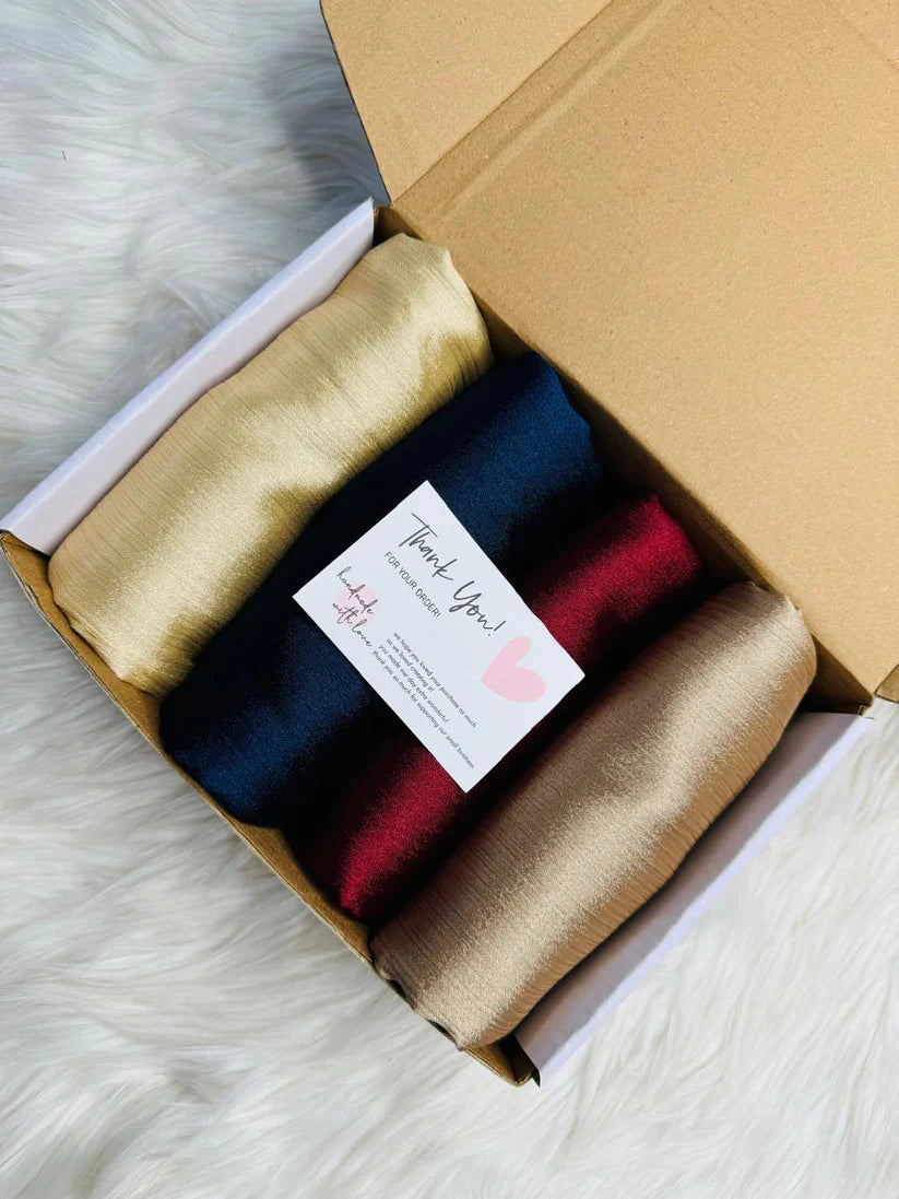 Crinkle Silk 4 Scarf ( Skin, Blue, Red and Brown Colour in this Pack )