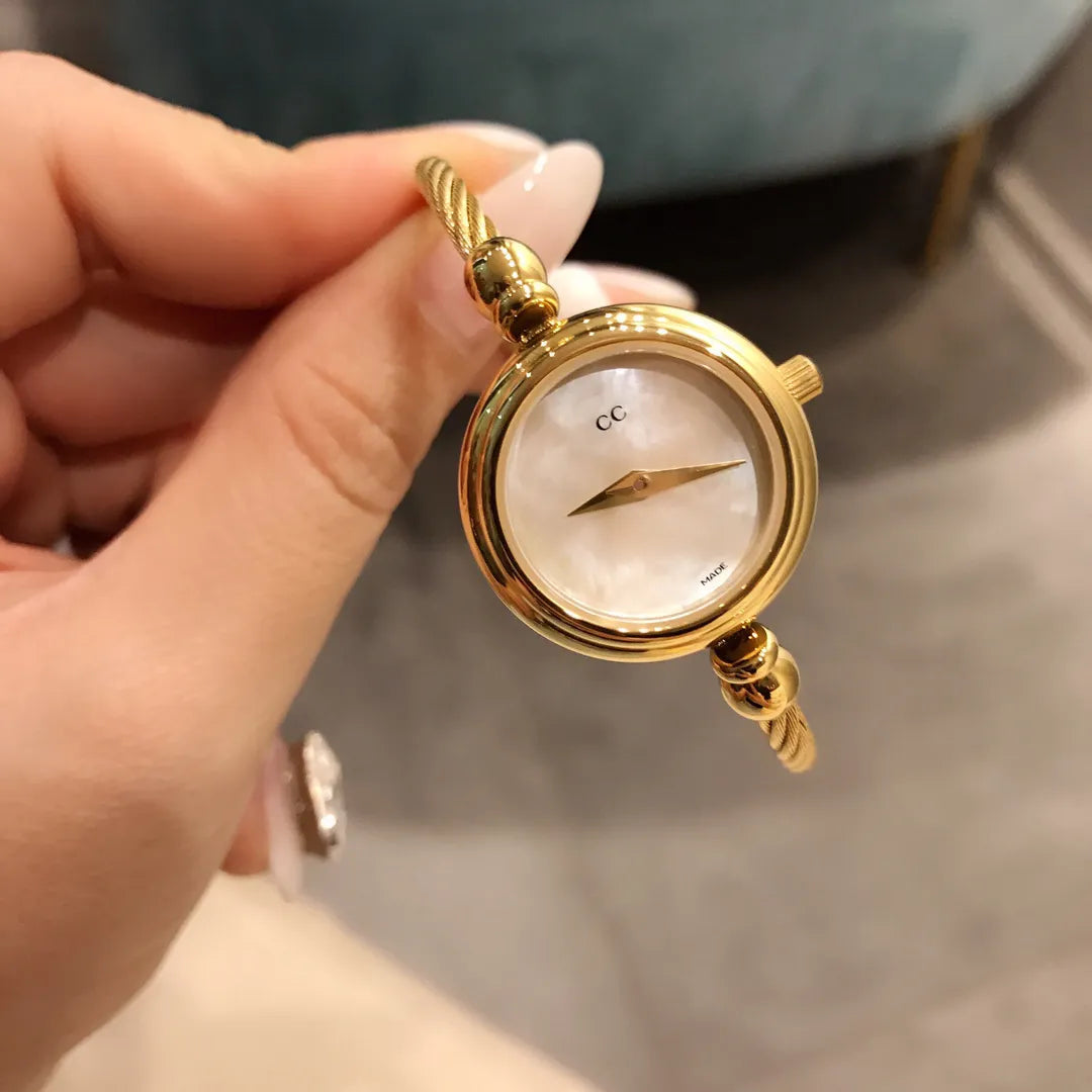 Luxury Gold Letter Design Watch – Adjustable Open Bracelet for Women