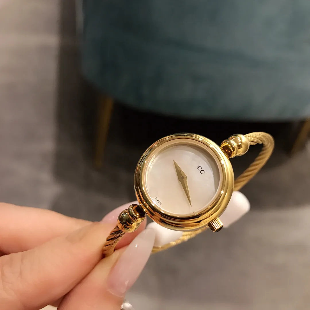 Luxury Gold Letter Design Watch – Adjustable Open Bracelet for Women