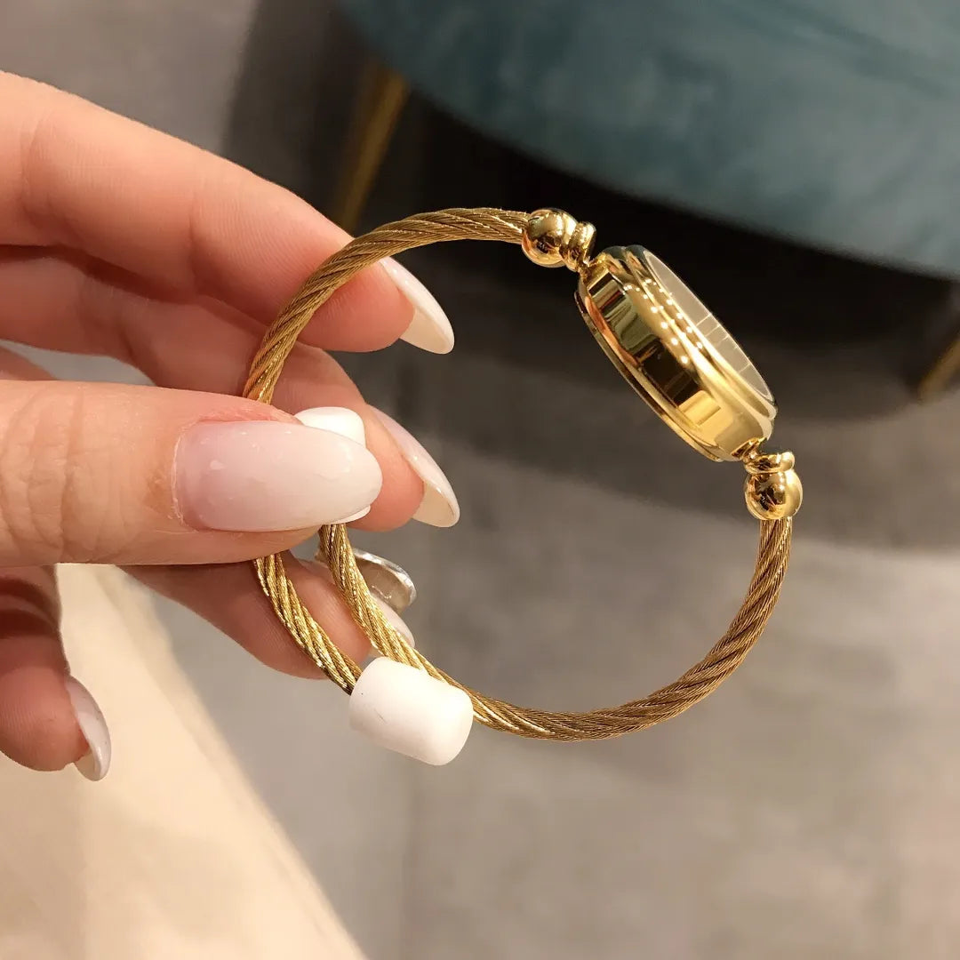 Luxury Gold Letter Design Watch – Adjustable Open Bracelet for Women