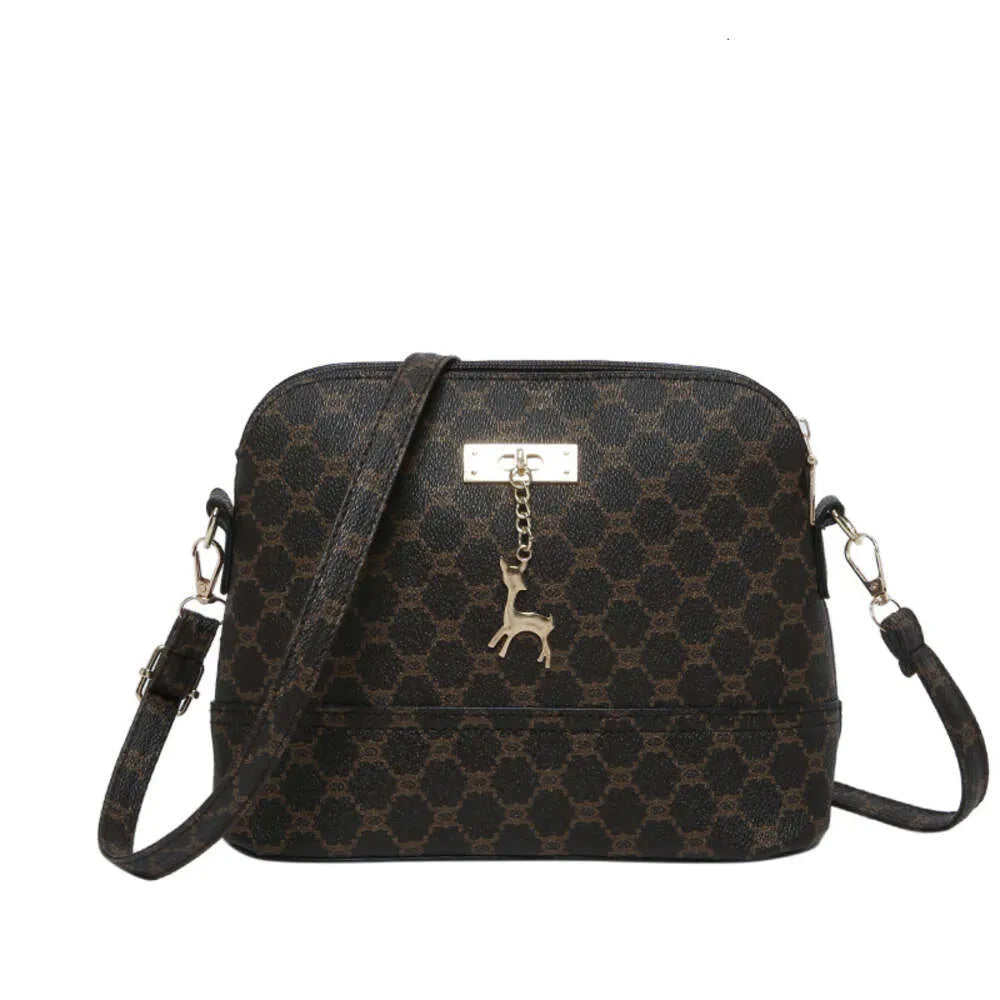 Monogram Crossbody Shoulder Bag with Deer Charm – Designer-Inspired Handbag for Women
