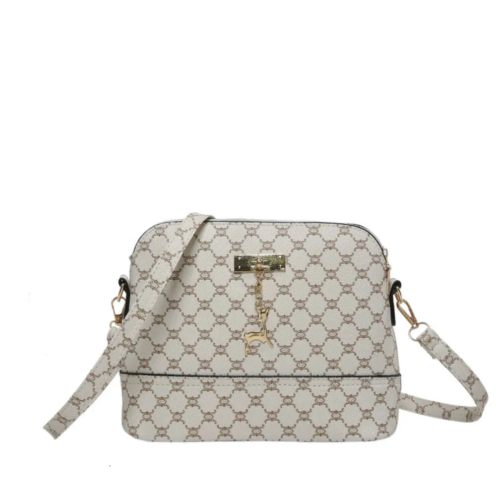 Monogram Crossbody Shoulder Bag with Deer Charm – Designer-Inspired Handbag for Women